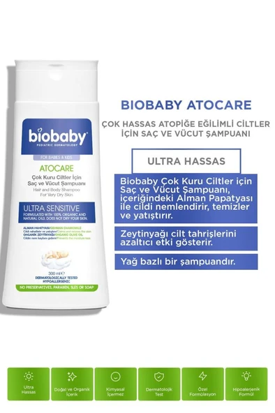 Biobaby Kuru ve Atopik Ciltler İçin Şampuan 300 ml - 4