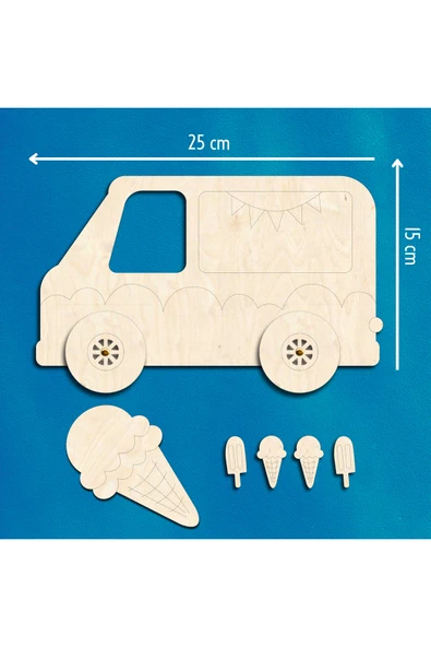 KİDEWO Dondurma Ahşap Boyama Etkinlik Seti + Eğitici Çocuk Aktivite + Fırça + Akrilik Boya Kreş Okul Öncesi - 4