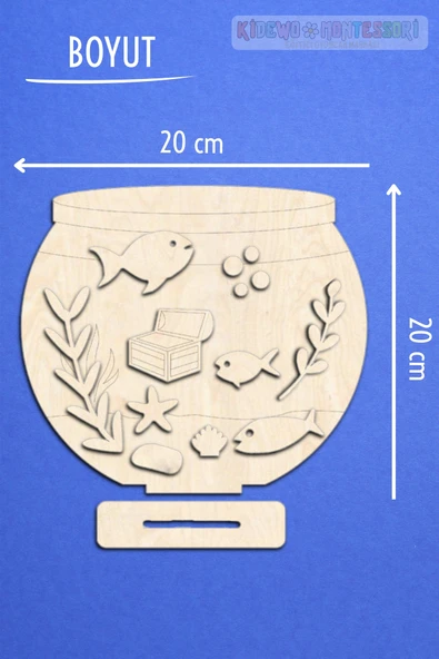 KİDEWO Akvaryum Ahşap Boyama Etkinlik Seti + Eğitici Çocuk Aktivite + Fırça + Akrilik Boya Kreş Okul Öncesi - 5