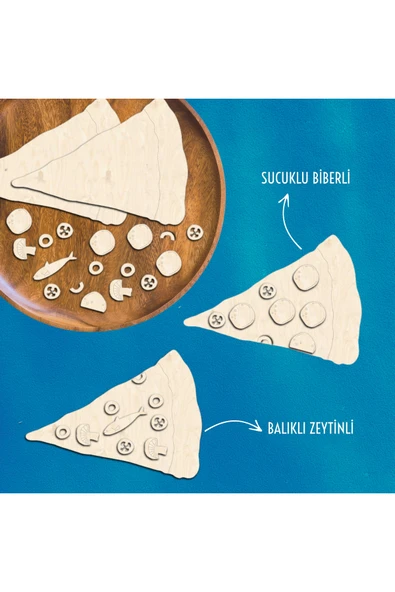 KİDEWO Pizza Ahşap Boyama Etkinlik Seti + Eğitici Çocuk Aktivite Keçeli Kalem Kreş Okul Öncesi - 4