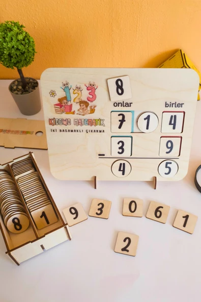 KİDEWO Çıkarma İşlemi Matematik Tahtası | Montessori Eğitici Oyuncak | Huş Ahşap İlkokul Yaz Tatili - 4
