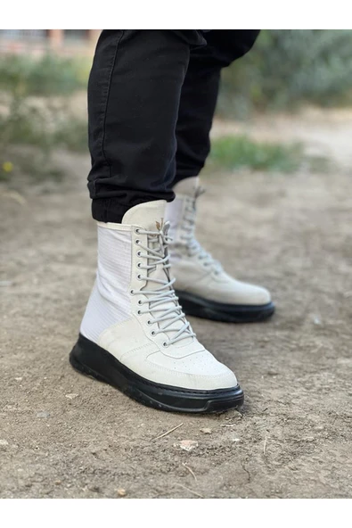 Gri Kömür Süet Uzun Bağcıklı Bot - Resim 4