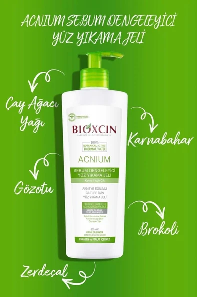 Bioxcin Acnium Yüz Yıkama Jeli Sebium Dengeleyici 500 ml - 1 Alana 1 Adet Hediyeli - Eski Ambalaj