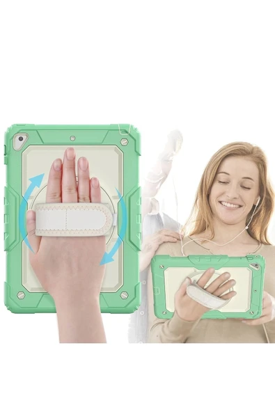 Litae Trend BFS  iPad 5 Air 9.7 Kılıf Strap New Tablet Kapak - Yeşil - Resim 2