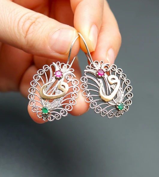 925 Ayar Gümüş Telkari Kadın Küpe skü00016 ürün görseli 1