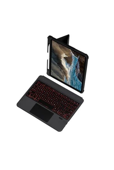 Litae Trend BFS  T5209D iPad Pro 12.9 (2021) Kılıf İnter Ledli Klavyeli Tablet Kılıfı - Siyah - Resim 7