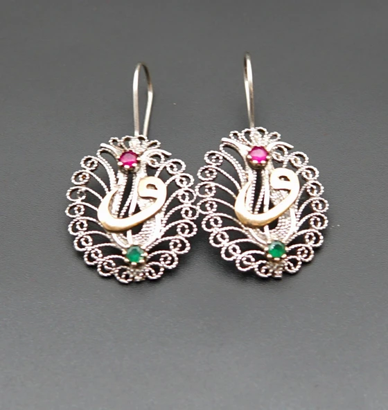 925 Ayar Gümüş Telkari Kadın Küpe skü00016 - Resim 2