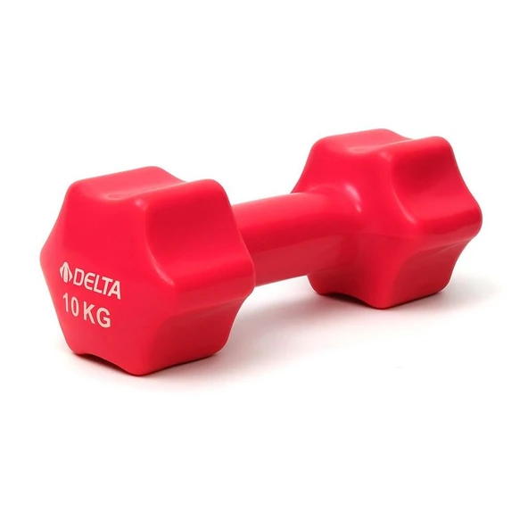 Delta 10 Kg x 1 Adet Deluxe Pvc Kaplama Kırmızı Demir Dambıl