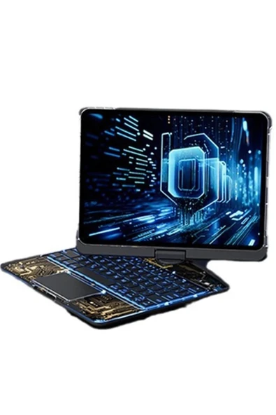 Litae Trend BFS JP12.9 iPad Pro 12.9 (2022) Kılıf Vales Dönen Ledli Klavyeli Tablet Kılıfı - Siyah - Resim 6