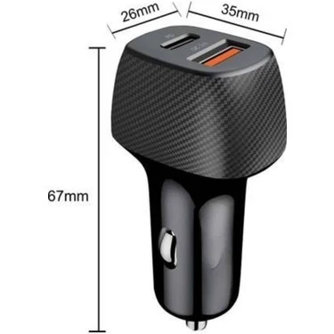 ACR CR-01 Araç Şarj Adaptörü 38W MAX USB + PD