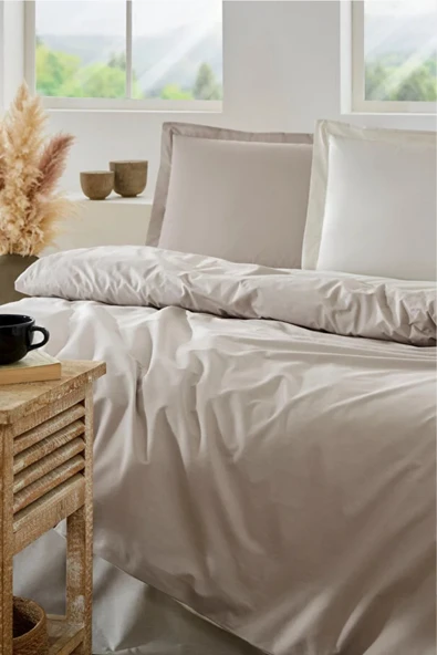 Nevresim Takımı Ranforce Çift Kişilik Kumbeji-Vanilya Colourist - Resim 2