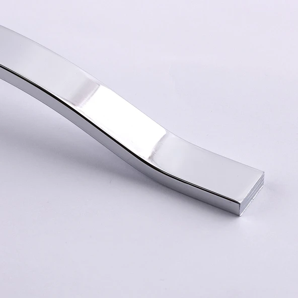 Sümbül Düz Krom Gümüş Kulp 288 mm Metal Mobilya Çekmece Dolap Kapak Kulpu Modern Mutfak Kulpları - Resim 3