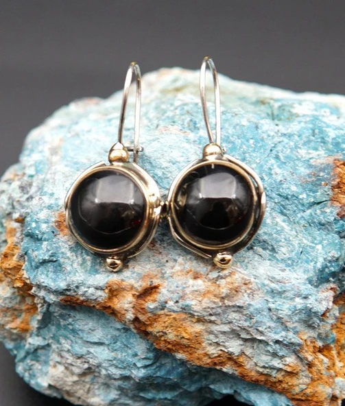 925 Ayar Gümüş Kadın Oltu Taşı Küpe skü00015 ürün görseli 1