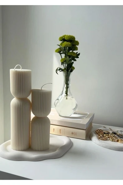 LALEZEN HOME Bulut Stantlı blok Mum Seti