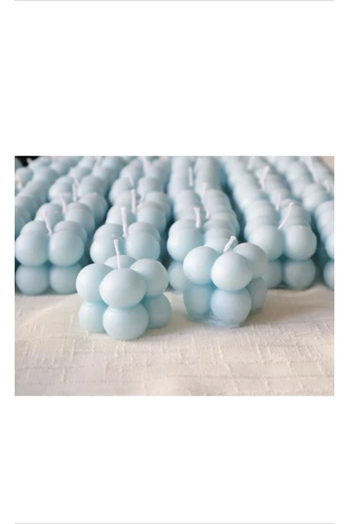 LALEZEN HOME Mavi Mini Bubble Mum 50 Adet Kına- Söz Nişan Hediyelik Mum - 2