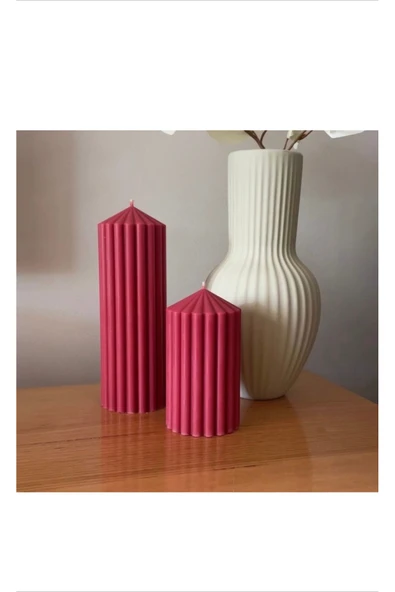 LALEZEN HOME Dekoratif Kırmızı Sütun Mum Seti