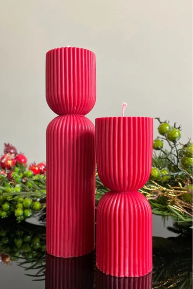 LALEZEN HOME Kırmızı Kokulu Blok Mum seti 2 ‘li