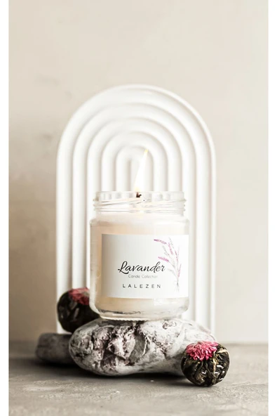 LALEZEN HOME Lavanta Kokulu Mum - Kavanoz  Mum -Lavander Mum - 2