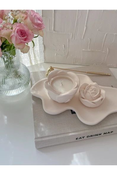 LALEZEN HOME Dekoratif Gül Mumluk ( stand dahil değildir )