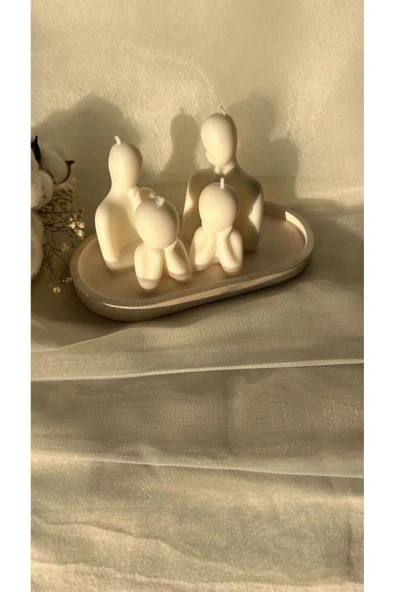 LALEZEN HOME Beyaz Stand Aile Mum Seti Kokulu  Mum