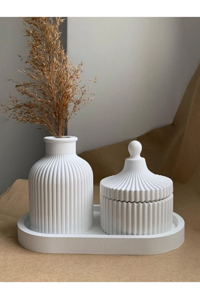 LALEZEN HOME Dekoratif Özel Yapım Mumluk ve Vazo Seti - 5