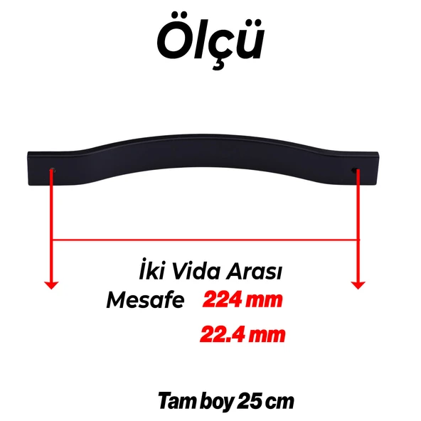 Akasya 224 mm Siyah Çizgili Metal Kulp Mobilya Çekmece Dolap Kapak Kulpu Paslanmaz Kulpları - Resim 2