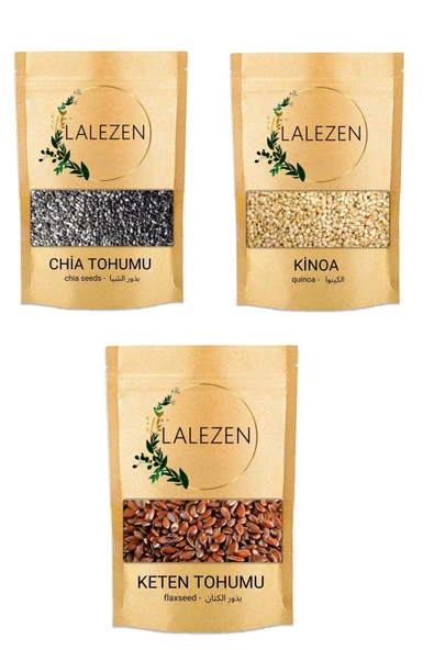 LALEZEN 100 gr Chia Tohumu + 100 gr Keten Tohumu + 100 gr Kinoa - Bitkisel form