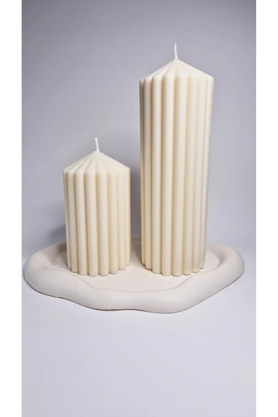 LALEZEN HOME Bulut Stantlı Kokulu Sütun Mum Seti