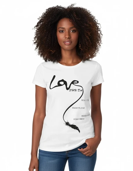Berrak Love Baskılı Bayan T-Shirt 8007 ürün görseli