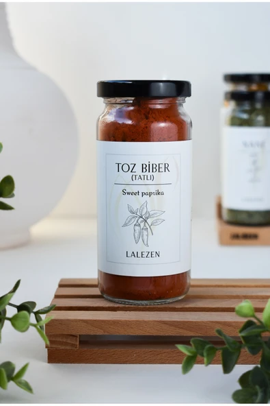 LALEZEN Tatlı Toz Biber - Kırmızı Öğütülmüş Tatlı Biber - Sweet Paprika 100 gr ( Cam Kavanoz )