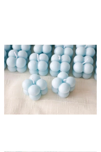 LALEZEN HOME Mavi Mini Bubble Mum 50 Adet Kına- Söz Nişan Hediyelik Mum
