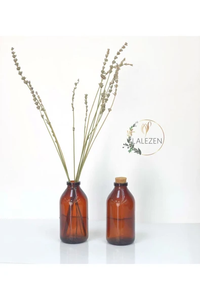 LALEZEN 2 Adet Amber Kahverengi Mini Cam Vazo 250ml. ( Tıpasız)