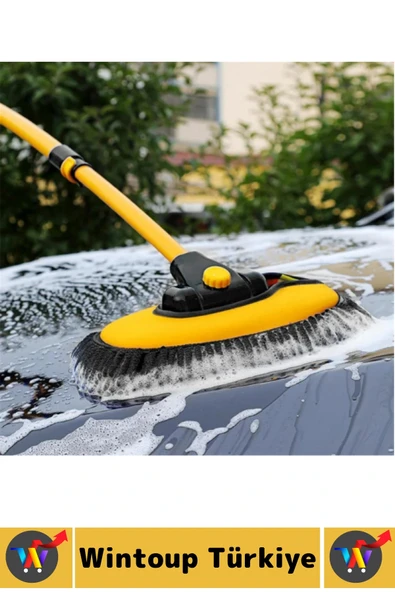 Esnek Başlıklı Islak Kuru Kullanım 50 Cm-102 Cm Ayarlanabilir Teleskopik Saplı Oto Yıkama Fırçası - Resim 7