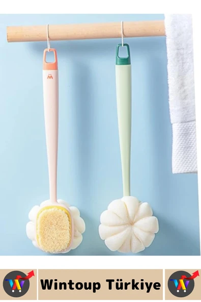 Ergonomik Tutuş Hassas Derin Temizlik Çift Taraflı Asılabilir Saplı Banyo Duş Fırçası 35 X 6.5 Cm - 3