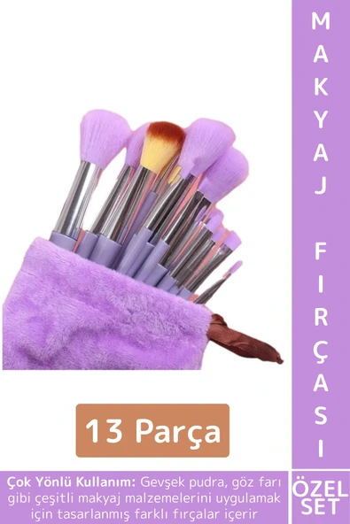 Premium Göz Farı Gevşek Pudra Cilt Bakım Yumuşak Kıllı Hızlı Kuruyan Şık Makyaj Fırçası Seti 13 Prça