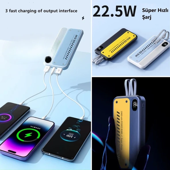 10000 mAh Hızlı Şarj Özellikli Aynı Anda 4 Cihazı Şarj Edebilen Powerbank (5284) - Resim 4