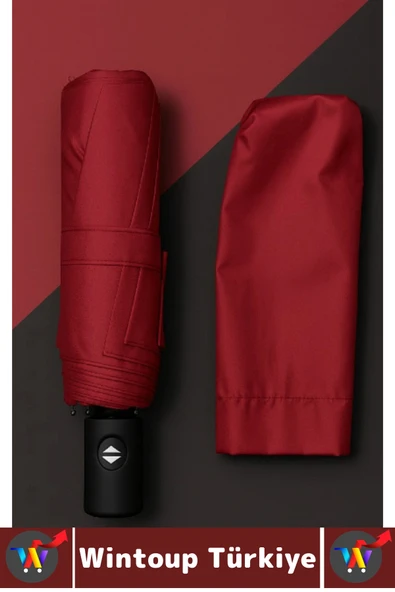 Kompakt Çanta Boy Seyahat Tipi Dayanıklı Otomatik Açma Kapama Güçlendirilmiş 8 Telli Kılıflı Şemsiye - 2