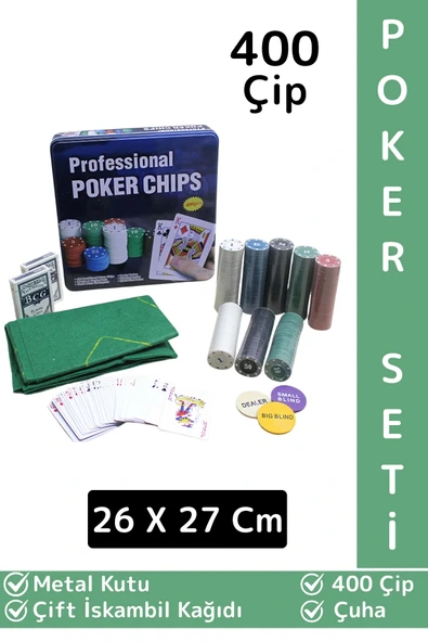 Luxery Texas Holdem Casino Blackjack 400 Poker Çipi Çift İskambil Kağıdı Metal Kutu Poker Oyunu Seti ürün görseli
