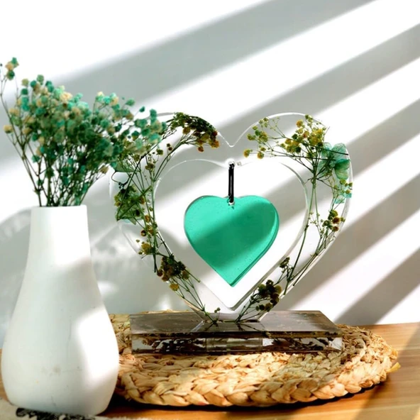 Epoksi Sevgililer Günü Fotoğraf Çerçevesi Kalp Dekoratif Resimlik Kalıbı - Resim 3