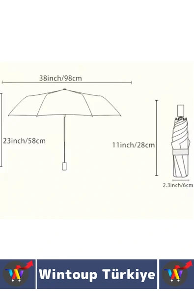 Kompakt Çanta Boy Seyahat Tipi Dayanıklı Otomatik Açma Kapama Güçlendirilmiş 8 Telli Kılıflı Şemsiye - 8