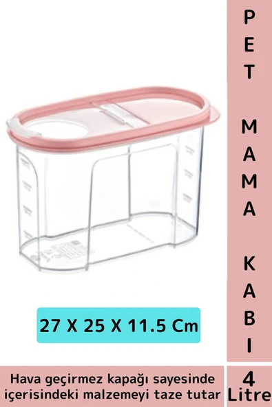 Dayanıklı Sert Plastik Hijyenik Tazelik Sağlayan Hava Geçirmez Kapak Kedi Köpek Mama Kabı 4 Litre ürün görseli