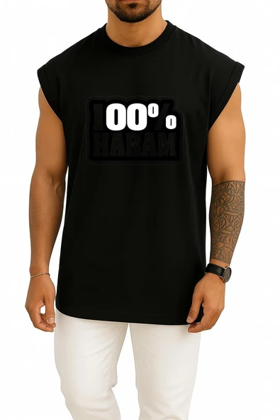 Oversize Yüzde Yüz Haram Bro Göğüs Tasarımlı Atlet - Resim 9