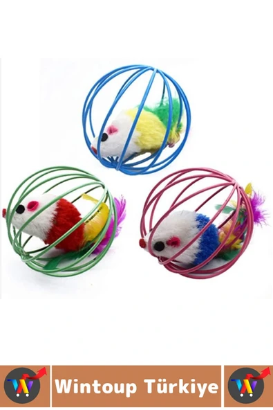 Evcil Hayvan İlgi Çekici Eğlenceli Vakit Zihinsel Gelişim Kafesli Fareli Kedi Köpek Oyun Topu - Resim 3