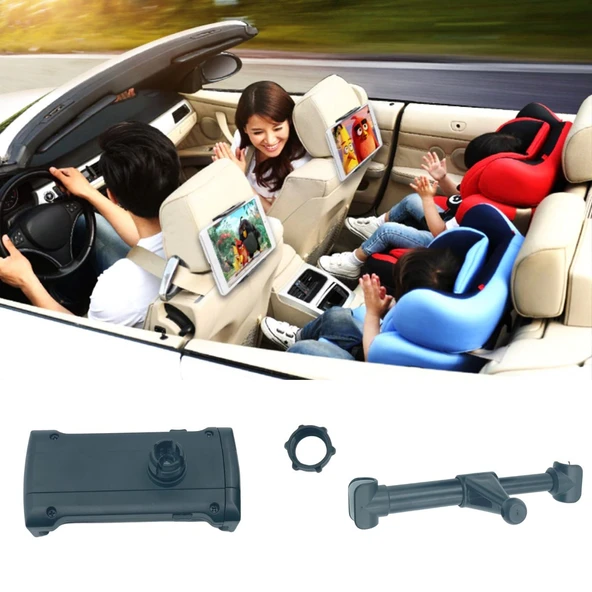Oto Koltuk Arkası Telefon Tablet Tutucu Ayarlanabilir 360 Derece Dönebilen Pratik Stand (5284) - Resim 4