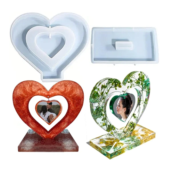 Epoksi Sevgililer Günü Fotoğraf Çerçevesi Kalp Dekoratif Resimlik Kalıbı ürün görseli