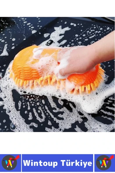 Ergonomik Oto İç Dış Bakım Temizlik Çizilme Önleyici Özel Püsküllü Premium Araba Yıkama Eldiveni - Resim 4