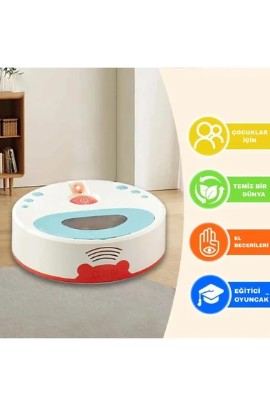 Oyuncak Pilli Işıklı Robot Süpürge ürün görseli