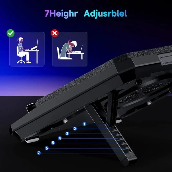 IETS GT300 Çift Üflemeli Laptop Soğutucusu - 35.5-43 cm - Resim 7