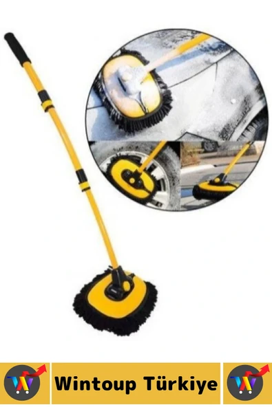 Esnek Başlıklı Islak Kuru Kullanım 50 Cm-102 Cm Ayarlanabilir Teleskopik Saplı Oto Yıkama Fırçası - Resim 2