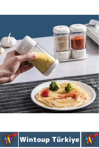 Premium Dayanıklı Toz-Taneli Kullanım Şeffaf Gövde Basmalı Baharatlık Tuzluk Seti 380 ML X 4'lü SET - Resim 5